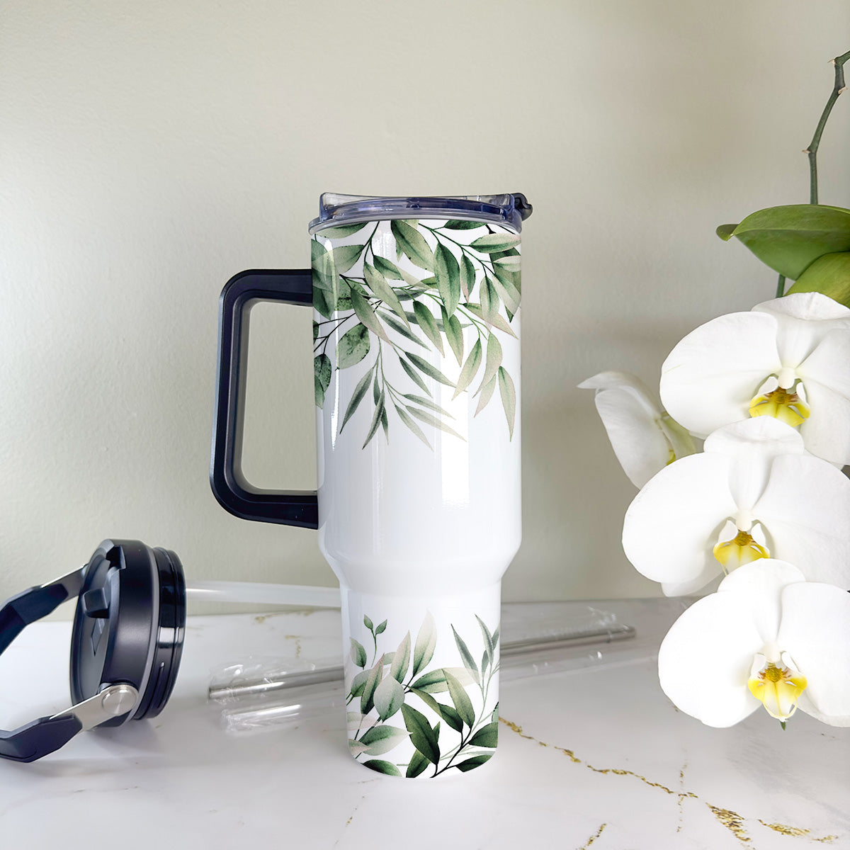 Personalised 40oz Tumbler - Greenery