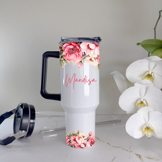 Personalised 40oz Tumbler - Peony