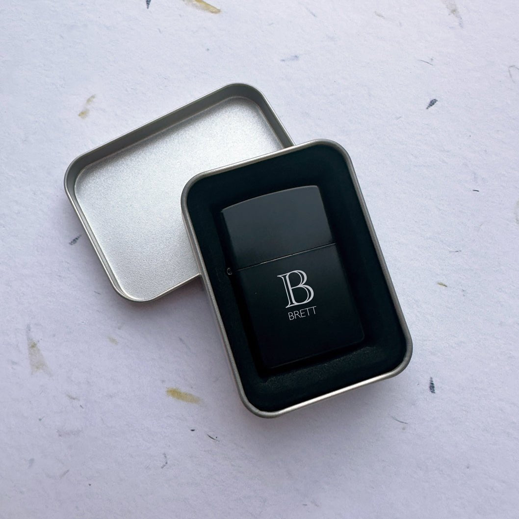 Custom Engraved Black Lighter at Stellar Gift Studio