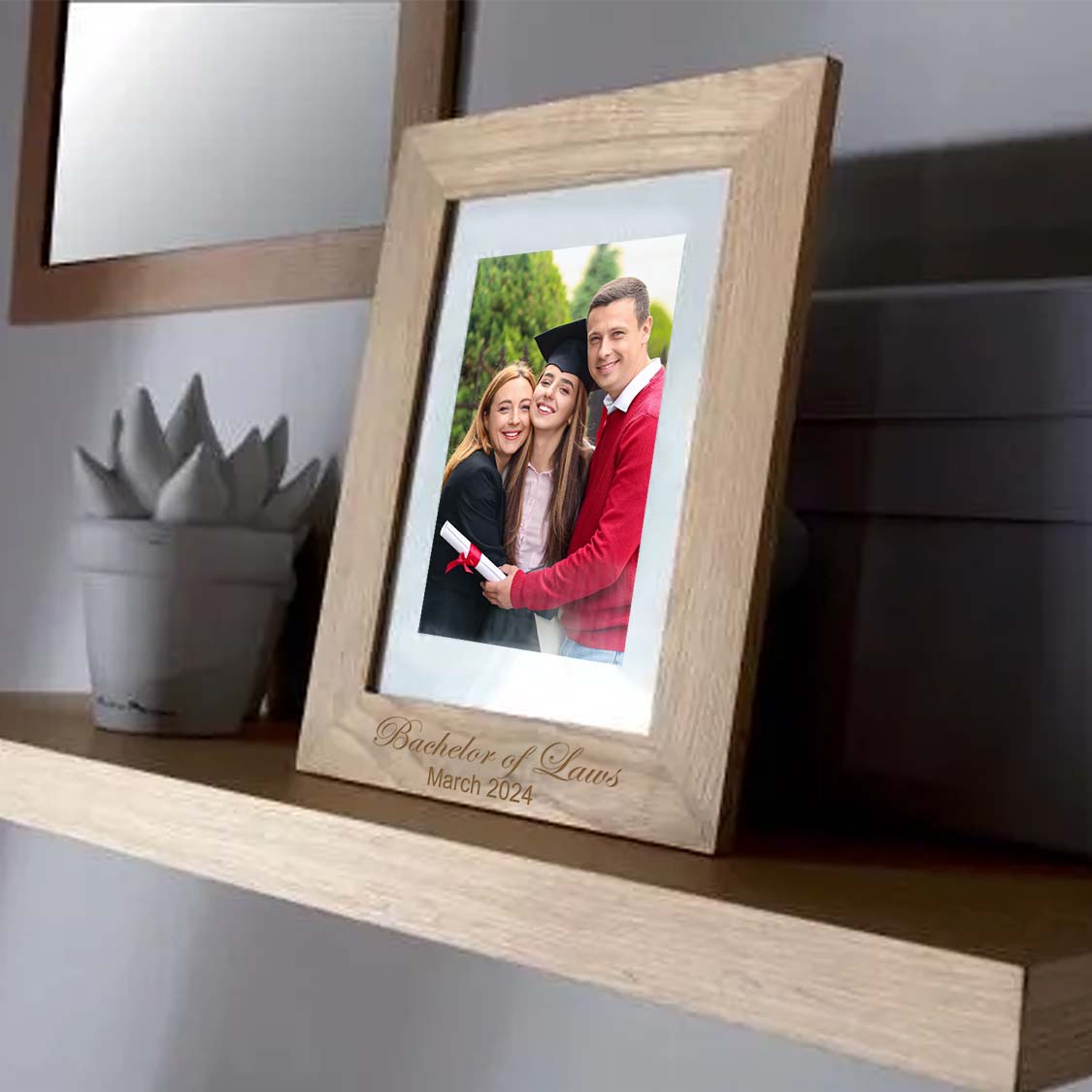 Engraved Oak Photo Frame 13x18cm - Graduation - La Luna Studio - Bespoke Personalised Gifting