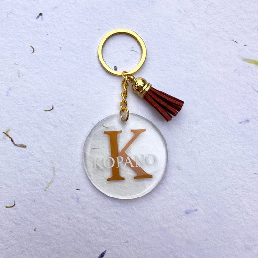 Personalised Inital and name keyring at Stellar Gift Studio