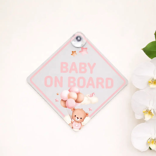 Baby on Board - Pink Bear