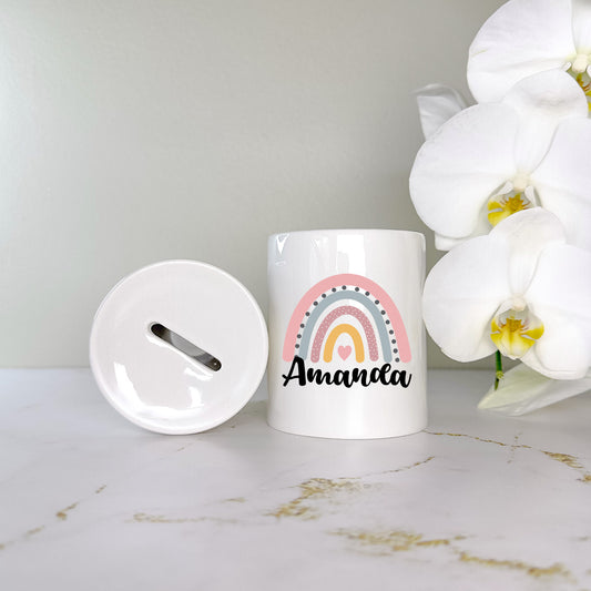 Personalised Money Box - Rainbow