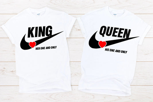 King and Queen Couples T-shirt - La Luna Studio - Bespoke Personalised Gifting