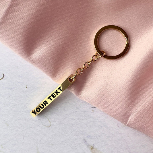Personalised 18k Plated Bar Keyring - La Luna Studio - Bespoke Personalised Gifting