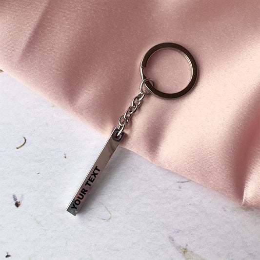 Personalised Stainless Steel Bar Keyring - La Luna Studio - Bespoke Personalised Gifting