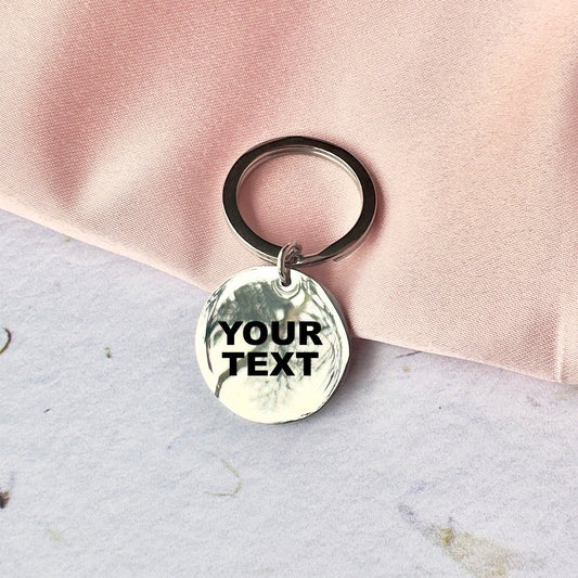 Personalised Stainless Steel Keyring - Round - La Luna Studio - Bespoke Personalised Gifting